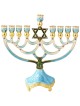 Teal Hand Painted Star of David Crystaled Menorah  | Hanukkah | Judaic