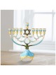 Teal Hand Painted Star of David Crystaled Menorah  | Hanukkah | Judaic