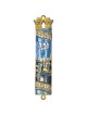 Gold and Blue Hand Painted Jerusalem Design Crysta | Mezuzahs | Judaic