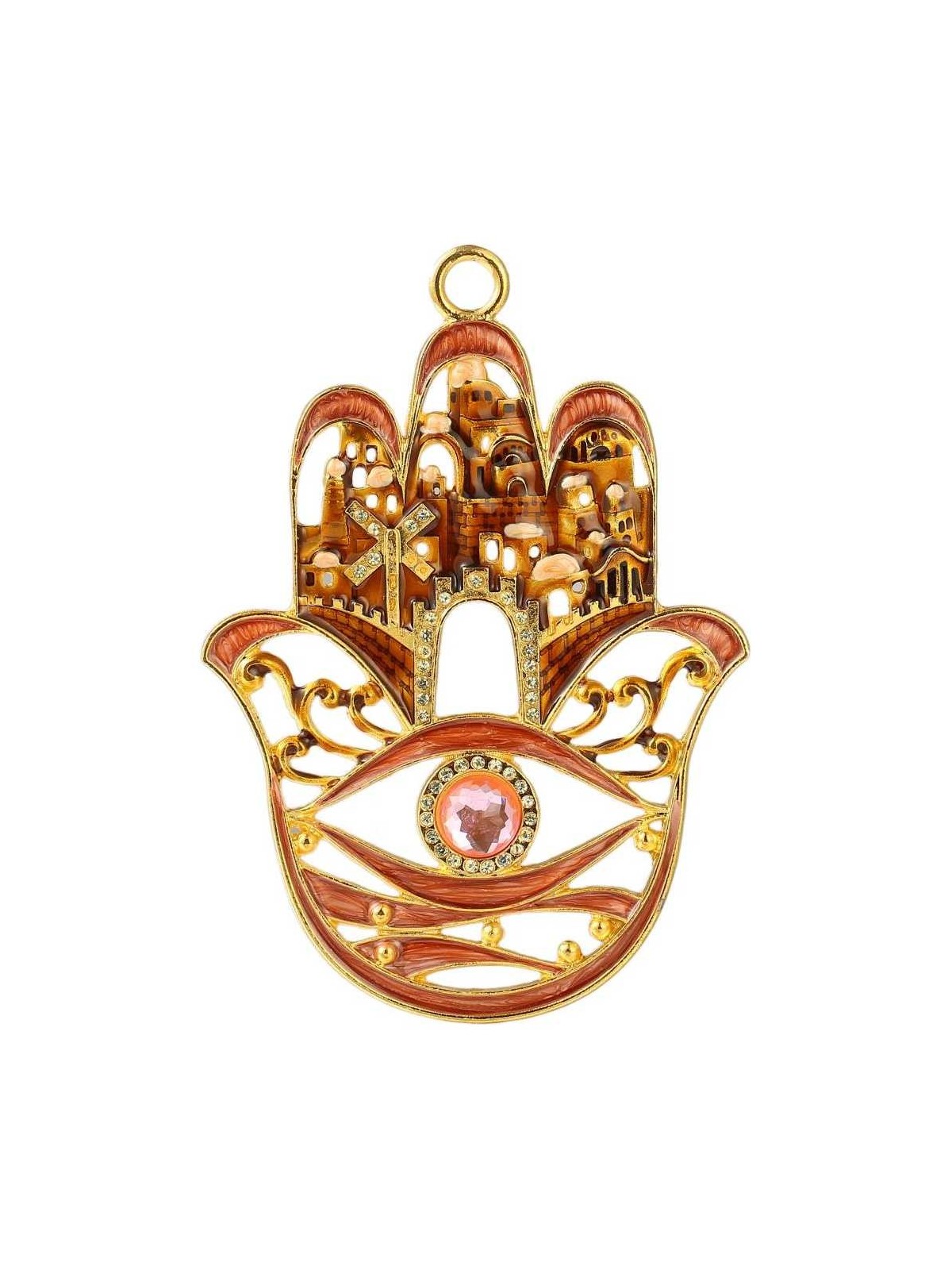 Crystaled Evil Eye Red Hamsa Wall Hanging | Art | Judaica