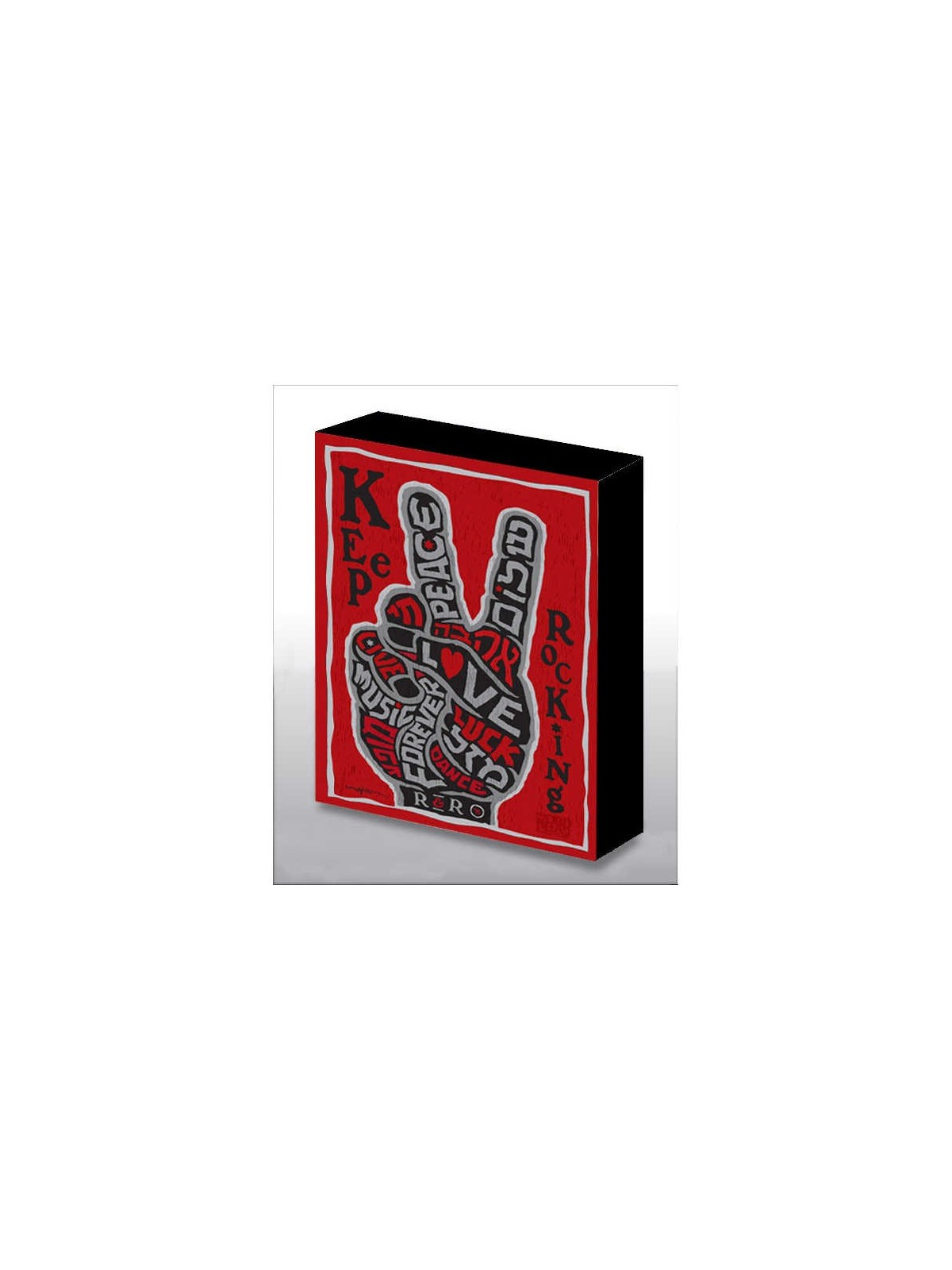 Hand Made Keep Rocking V-Sign Art Wood Panel | Art | Judaica