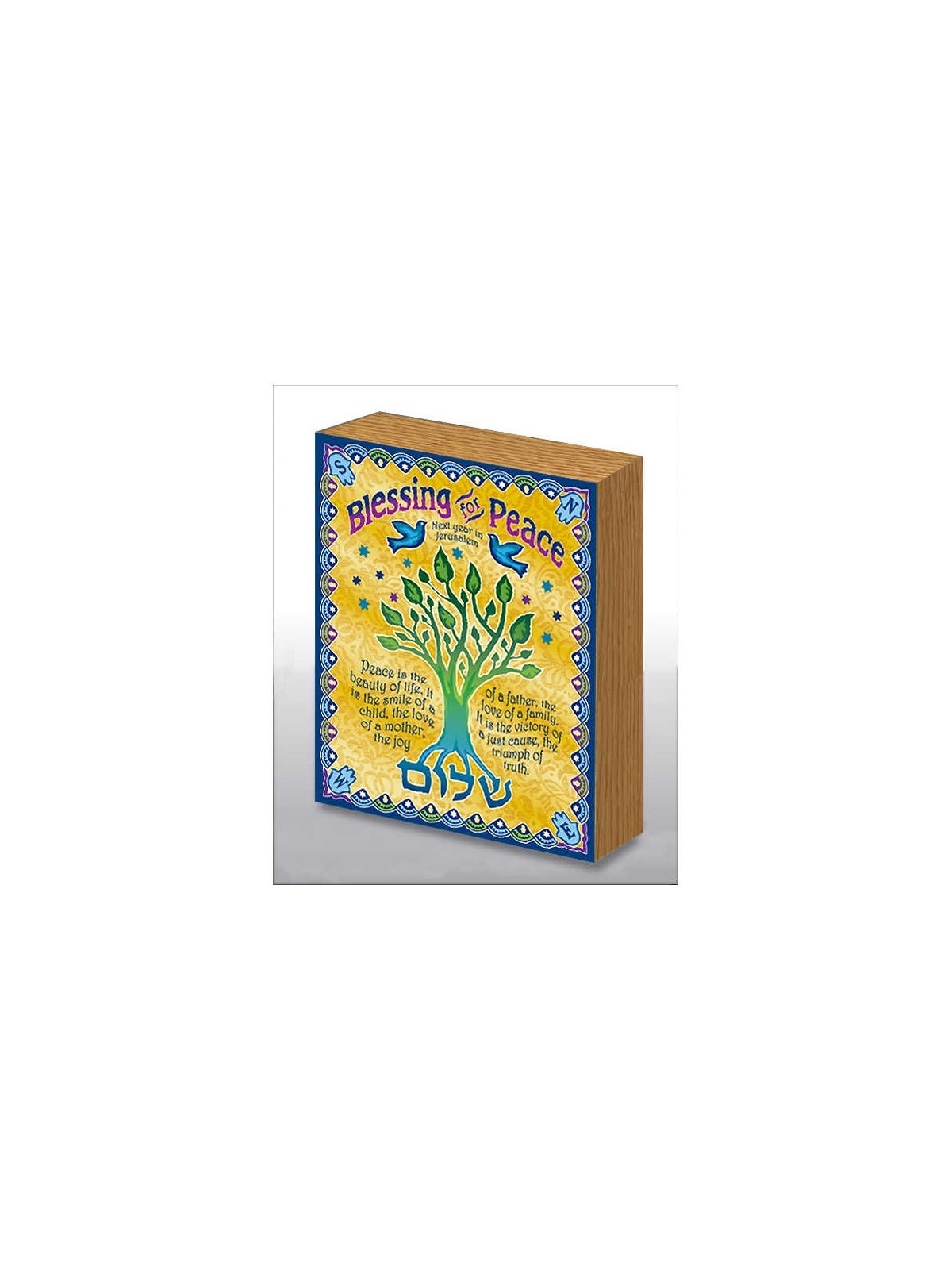 Hand Made Shalom Tree Blessing Wood Art Panel | Art | Judaica