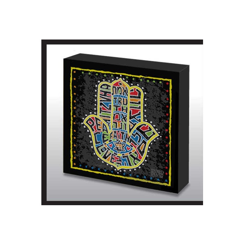 Hand Made Colorful Hamsa Wood Panel | Art | Judaica