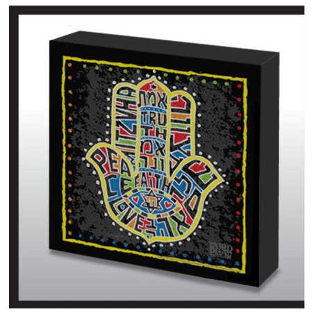 Hand Made Colorful Hamsa Wood Panel | Art | Judaica