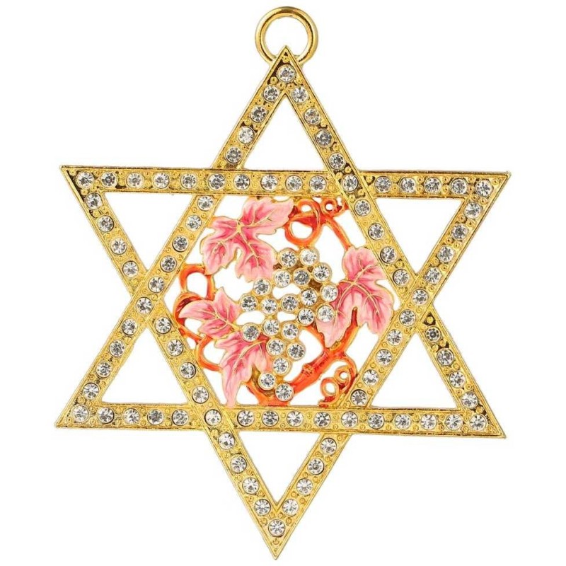 Gold Plated Crystalled Star of David Hanging Ornam | Art | Judaica