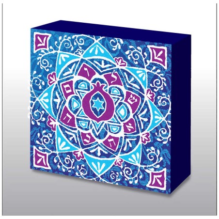 Hand Made Blue Decorative Love Mandala Wood Wall A | Art | Judaica