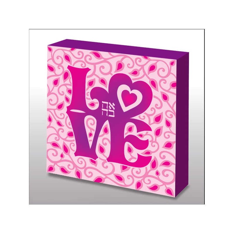 Hand Made Pink Flordelies Love Wood Wall Art | Art | Judaica