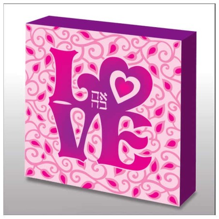 Hand Made Pink Flordelies Love Wood Wall Art | Art | Judaica