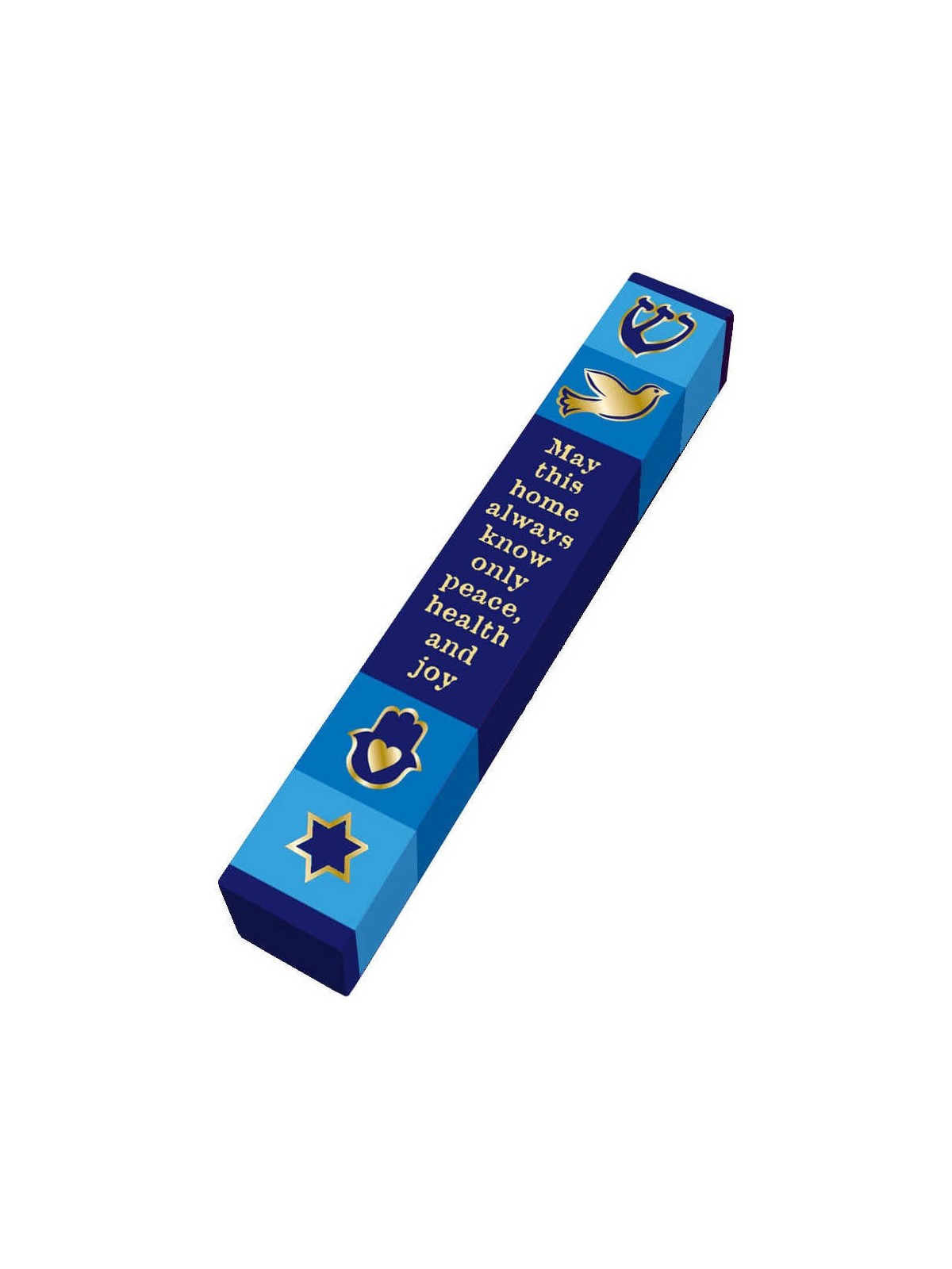 Blue Home Blessing Wood Mezuzah Case | Mezuzahs | Judaica