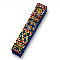 Colorful Old Tiles Wood Mezuzah Case | Mezuzahs | Judaica