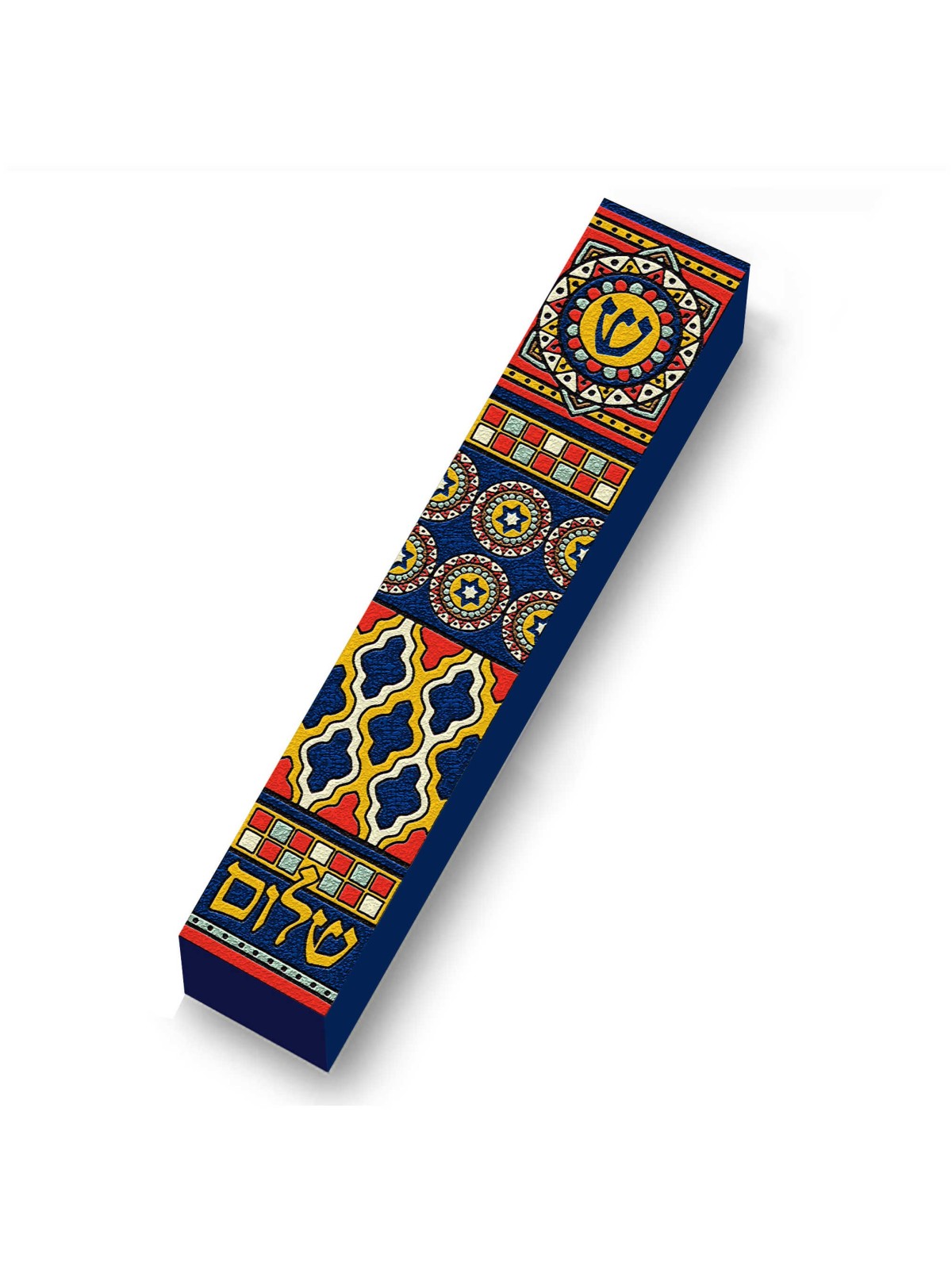 Colorful Old Tiles Wood Mezuzah Case | Mezuzahs | Judaica