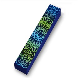 Blue & Green Mandala Wood Mezuzah Case | Mezuzahs | Judaica