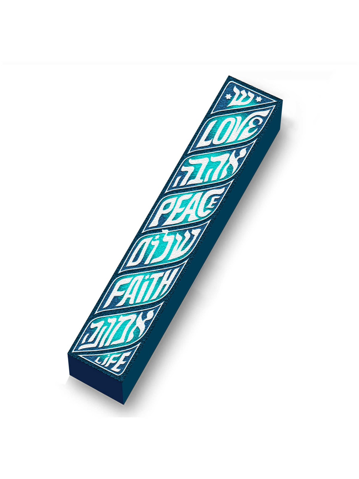 Aqua Totem Pole Wood Mezuzah Case | Mezuzahs | Judaica