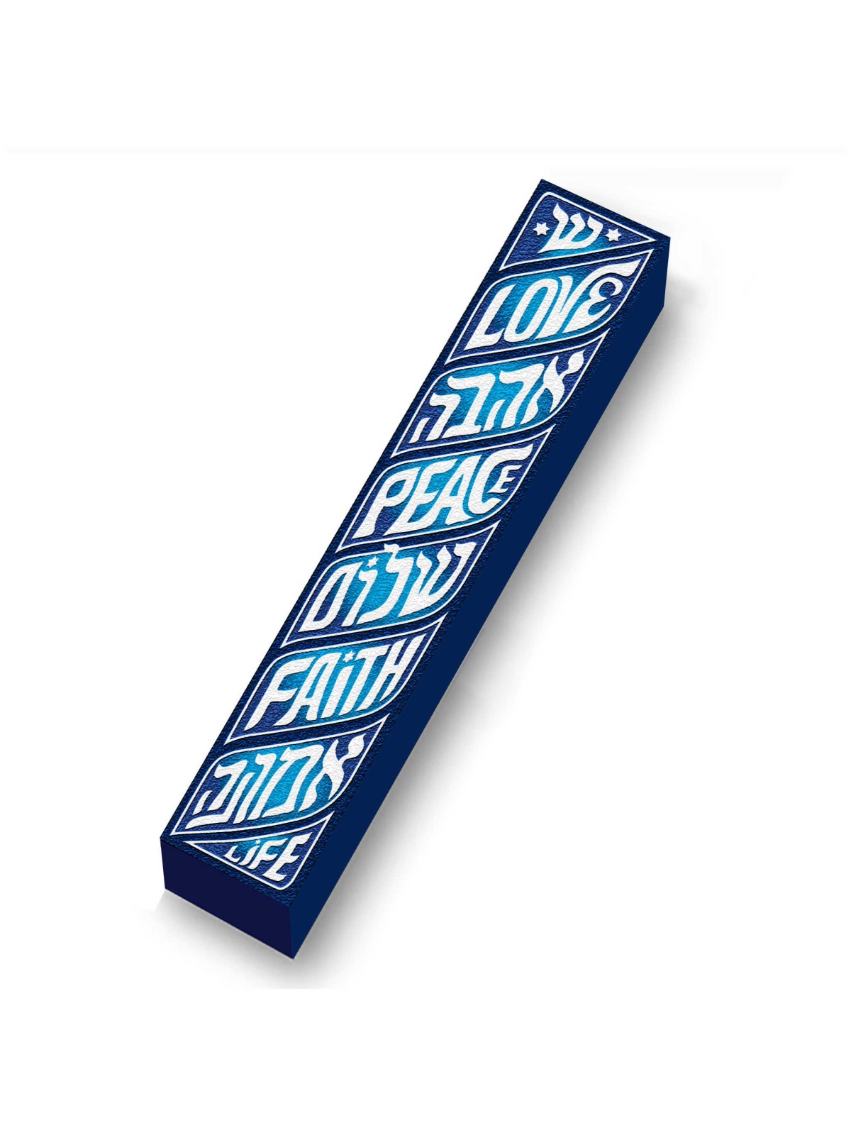 Blue Totem Pole Wood Mezuzah Case | Mezuzahs | Judaica