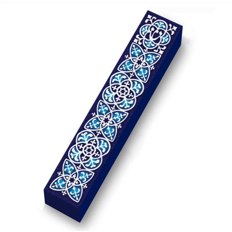 Blue Decorative Wood Mezuzah Case | Mezuzahs | Judaica