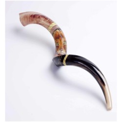 Lion of Judah Painted Yemenite Shofar - 40" | Rosh Hashanah | Judaica