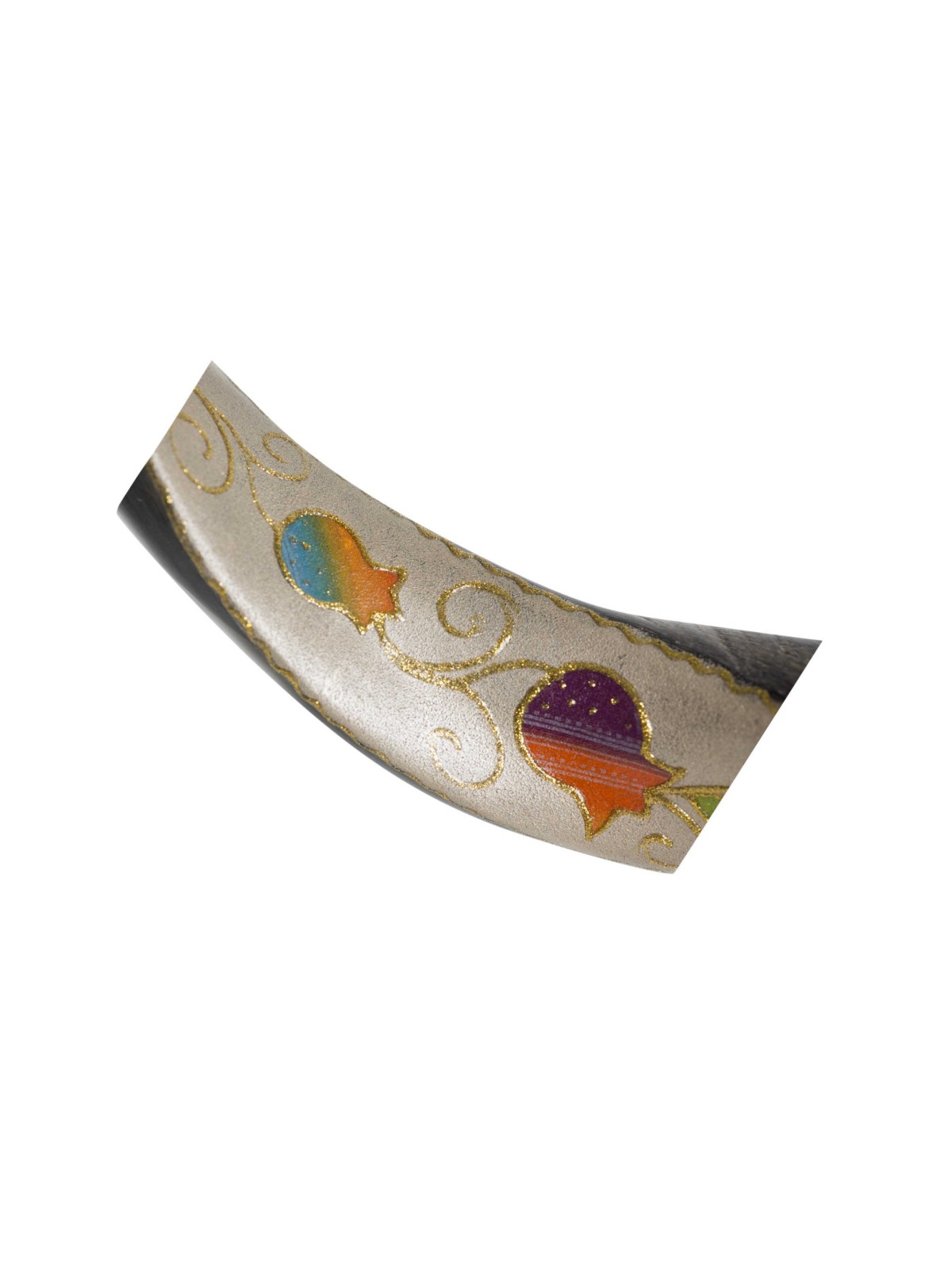 Rainbow Pomegranate Painted Yemenite Shofar - 40" | Rosh Hashanah | Ju