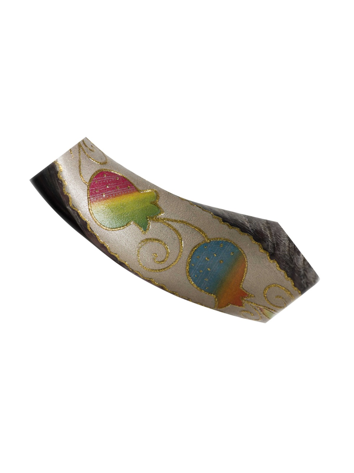 Rainbow Pomegranate Painted Yemenite Shofar - 40" | Rosh Hashanah | Ju
