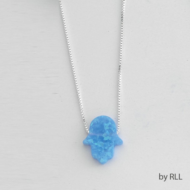 Sky Blue Opal Hamsa Pendant | Jewelry | Judaica