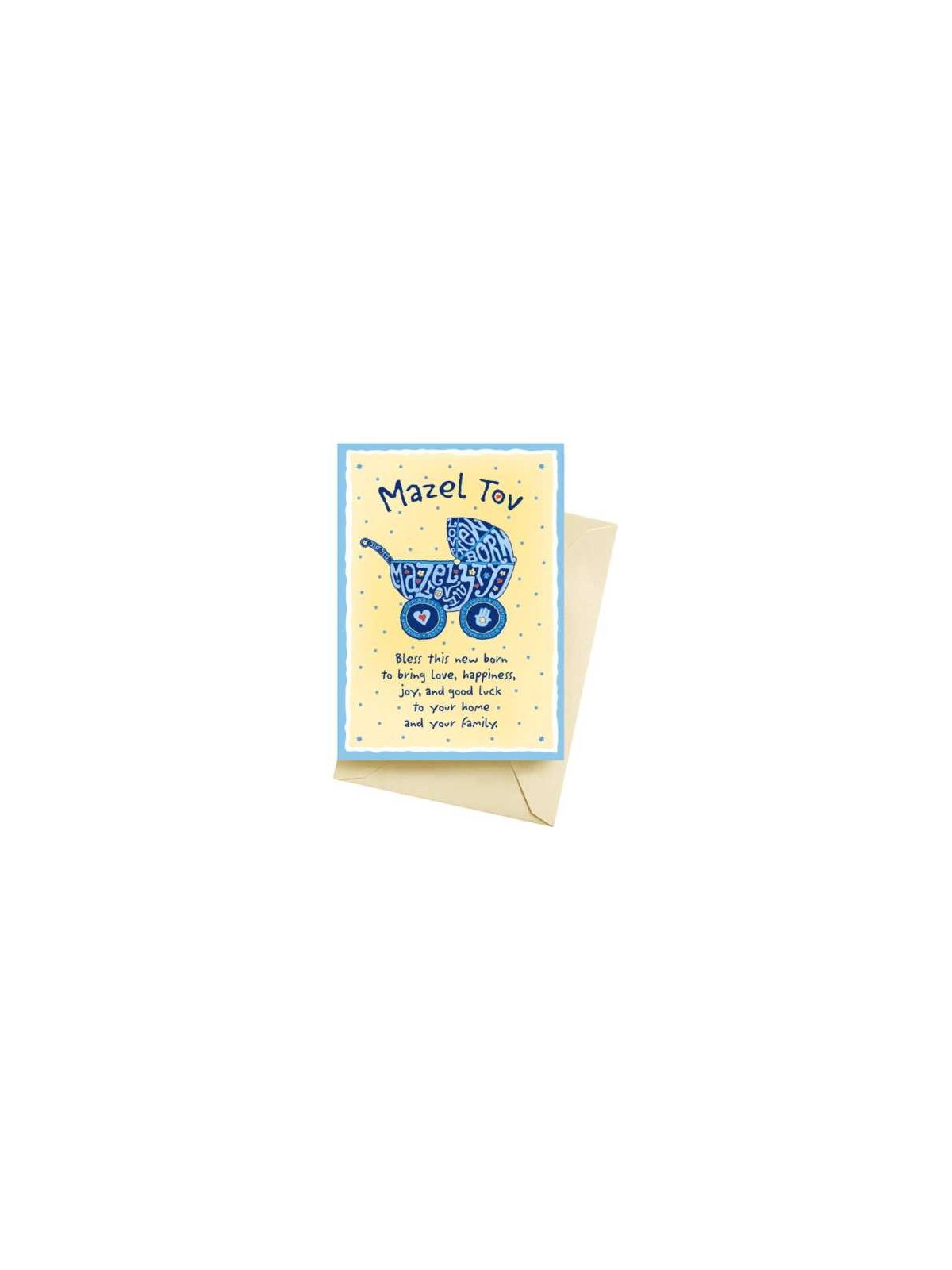 Mazel Tov New Born Baby Boy Blessing Greeting Card | Gifts | Judaica