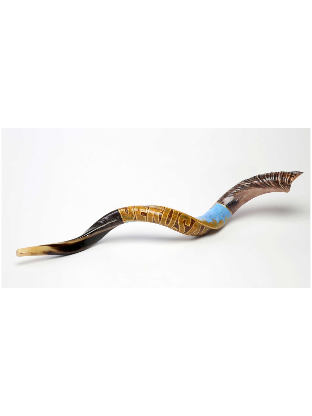 Jerusalem Painted Yemenite Shofar - 40" | Rosh Hashanah | Judaica