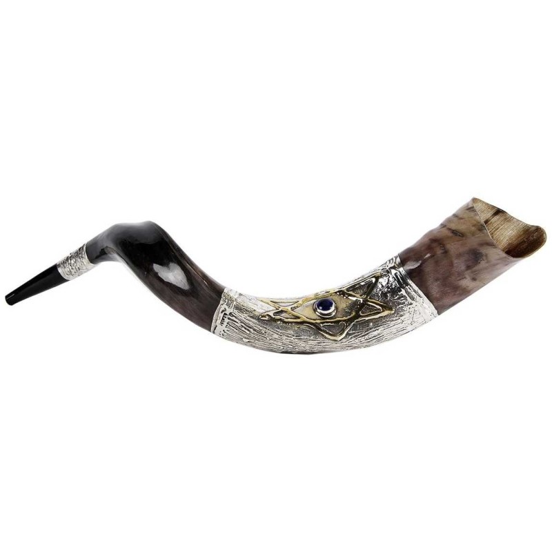 Star of David Silver Yemenite Shofar | Rosh Hashanah | Judaica