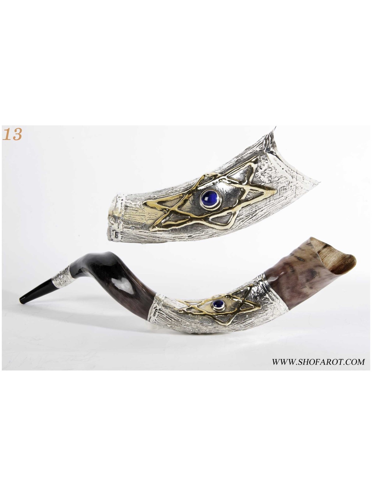 Star of David Silver Yemenite Shofar | Rosh Hashanah | Judaica