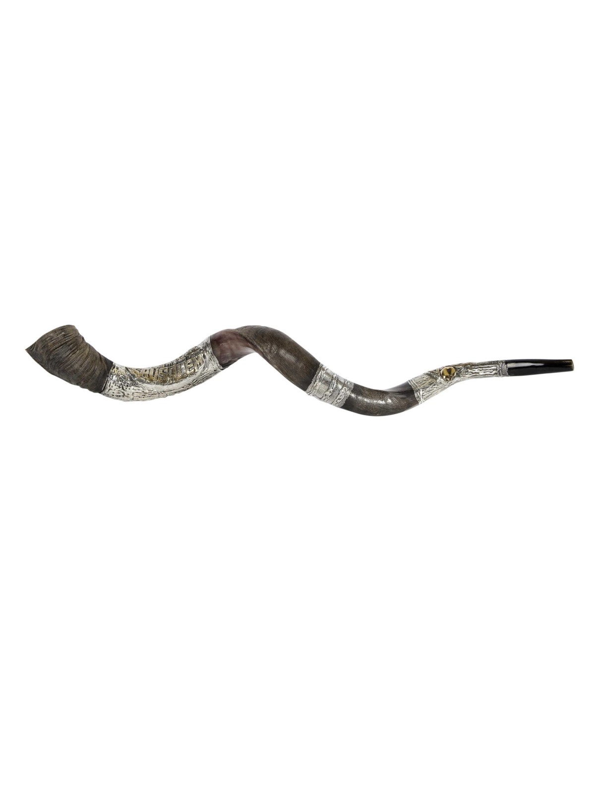 Jerusalem Pomegranate Silver Yemenite Shofar | Rosh Hashanah | Judaica