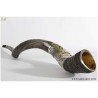 Menorah and Leaves Silver Yemenite Shofar | Rosh Hashanah | Judaica
