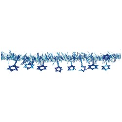 12FT Blue and Silver Hanging Magen David Garland | Sukkot | Judaica