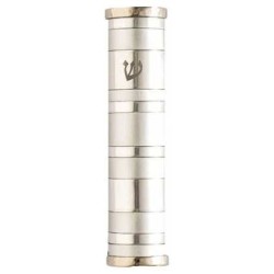 Silver Rings Aluminum Mezuzah Case - 10cm | Mezuzahs | Judaica