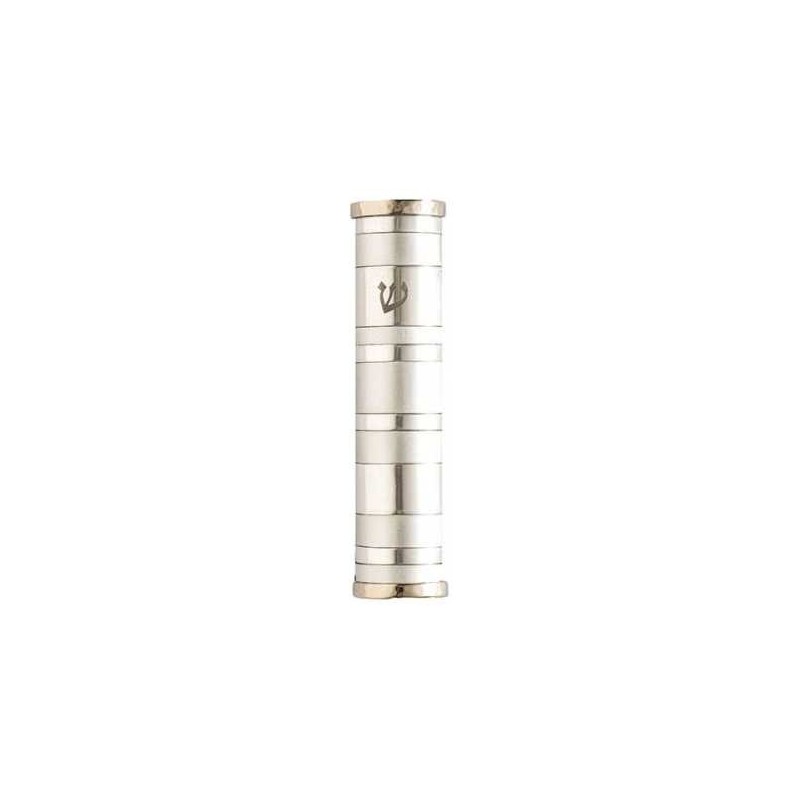 Silver Rings Aluminum Mezuzah Case - 10cm | Mezuzahs | Judaica