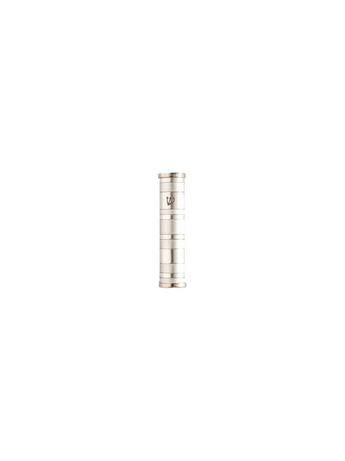Silver Rings Aluminum Mezuzah Case - 10cm | Mezuzahs | Judaica