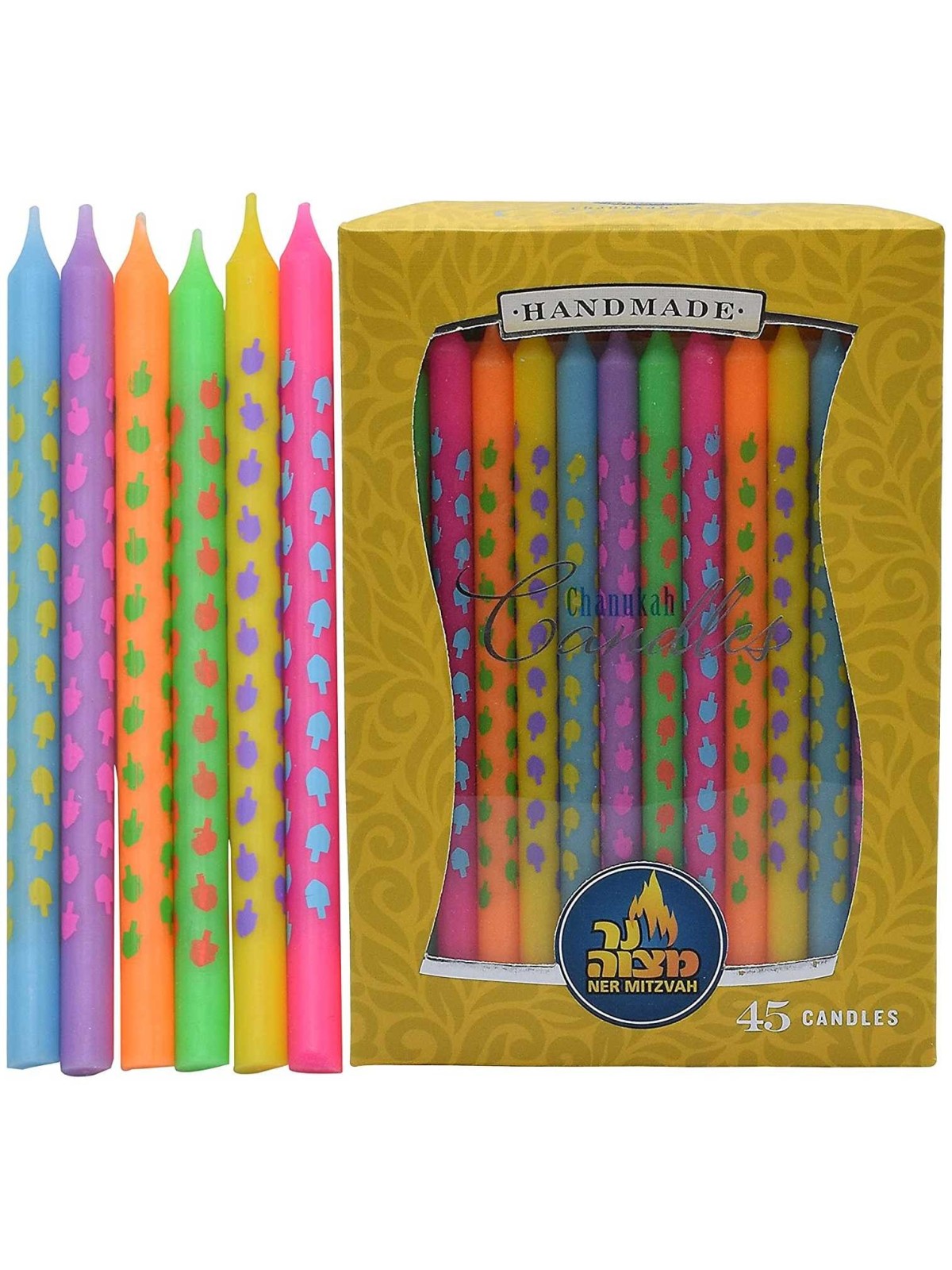 Dreidel Art Chanukah Candles - 45 Candles | Hanukkah | Judaica