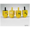 4 Painted Wood Dreidels with Emojis | Hanukkah | Judaica