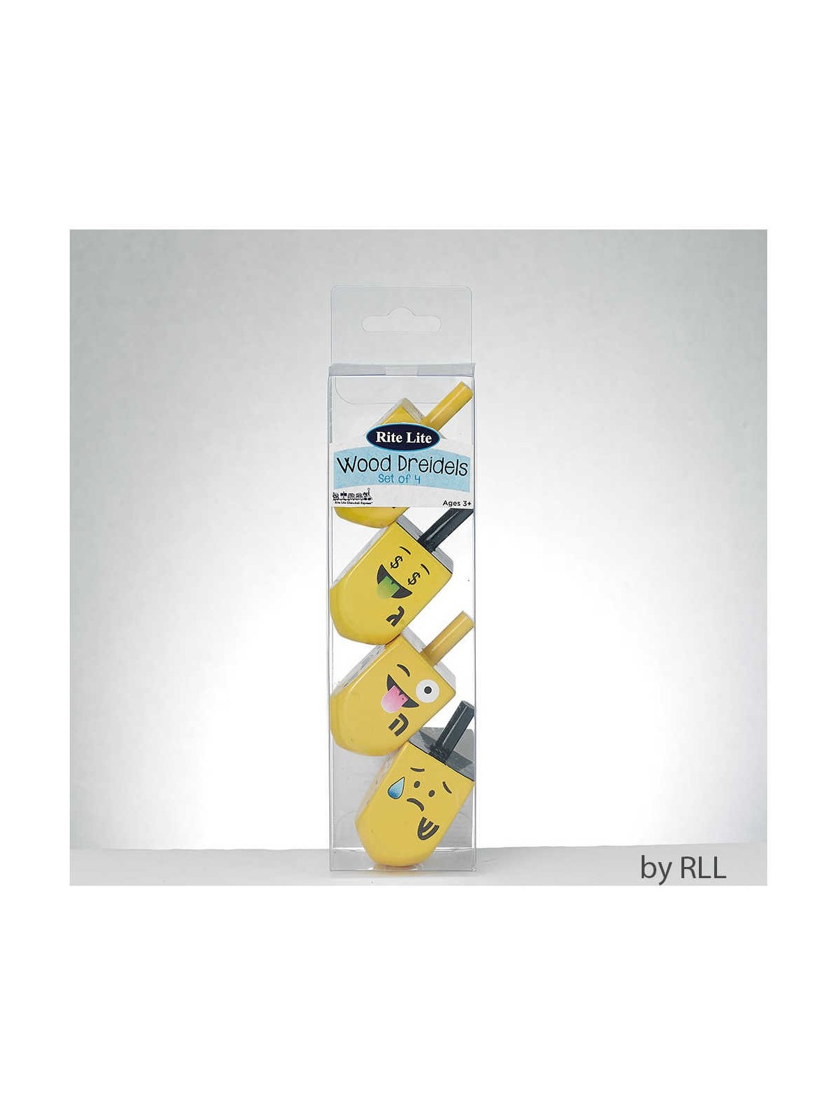 4 Painted Wood Dreidels with Emojis | Hanukkah | Judaica