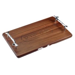 Challah Serving Tray in Rare Acacia Wood With Silv | Challah Boards |