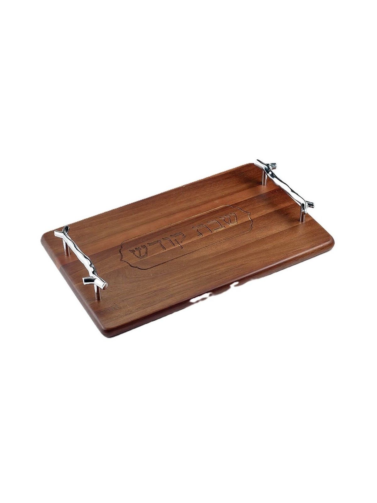 Challah Serving Tray in Rare Acacia Wood With Silv | Challah Boards |