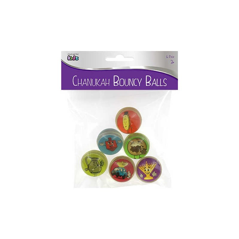 Chanukah Bouncy Balls - Pack of 6 Balls | All Judaica | Judaica