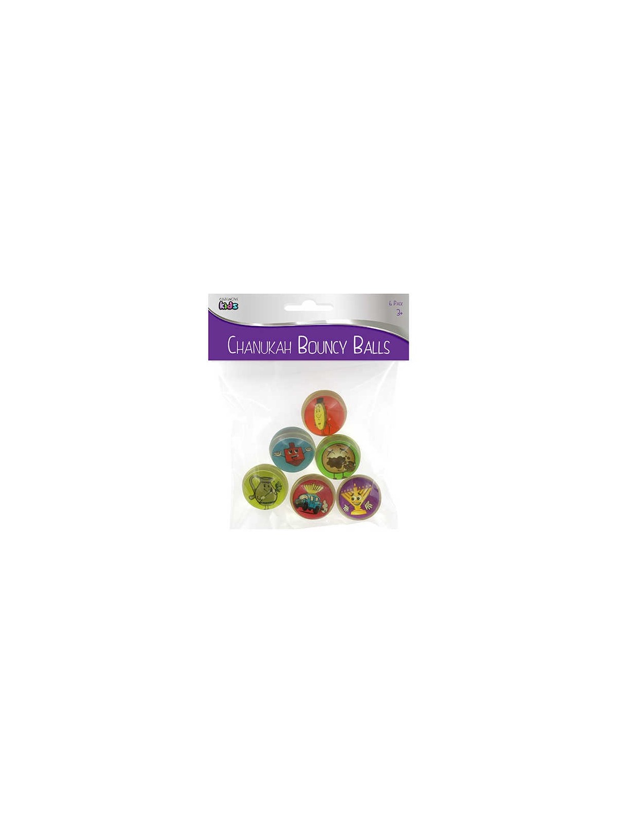 Chanukah Bouncy Balls - Pack of 6 Balls | All Judaica | Judaica
