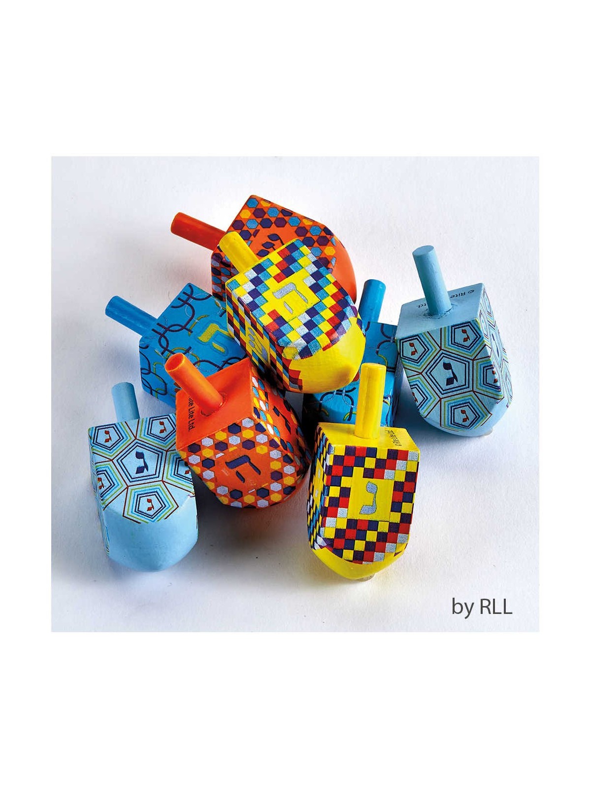 Large Painted Wood Dreidels: Single - Assorted Des | Hanukkah | Judaic