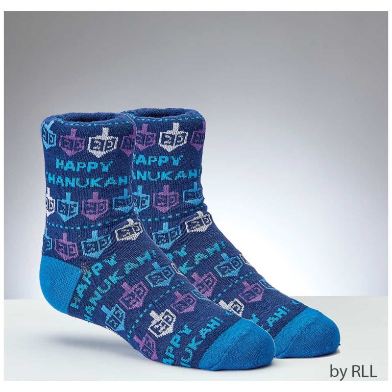 Chanukah Youth Crew Socks,Dreidels and Happy Chanu | Apparel | Judaica