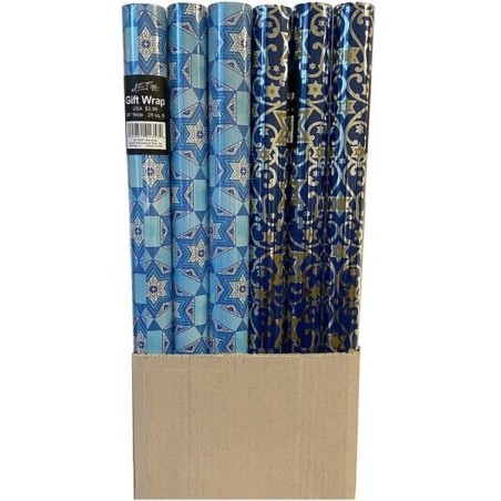 Star of David Hanukkah Gift Wrap Roll - Assorted D | Gifts | Judaica