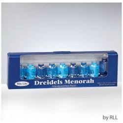Blue Dreidels Hand-Painted Resin Menorah | Hanukkah | Judaica