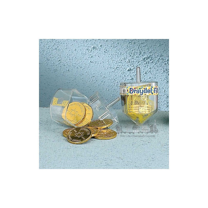 Plastic Dreidel Filled with Chanukah Gelt | Hanukkah | Judaica