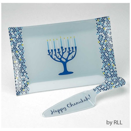 "Tree of Life" Chanukah Glass Tray and Server Set | Home Goods | Judai