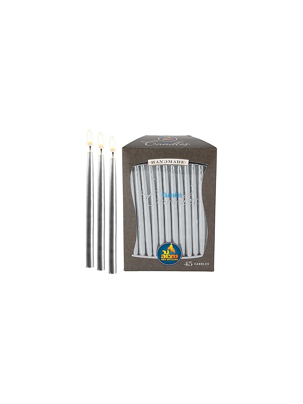 Metallic Silver Chanukah Candles - 45 Candles | Hanukkah | Judaica