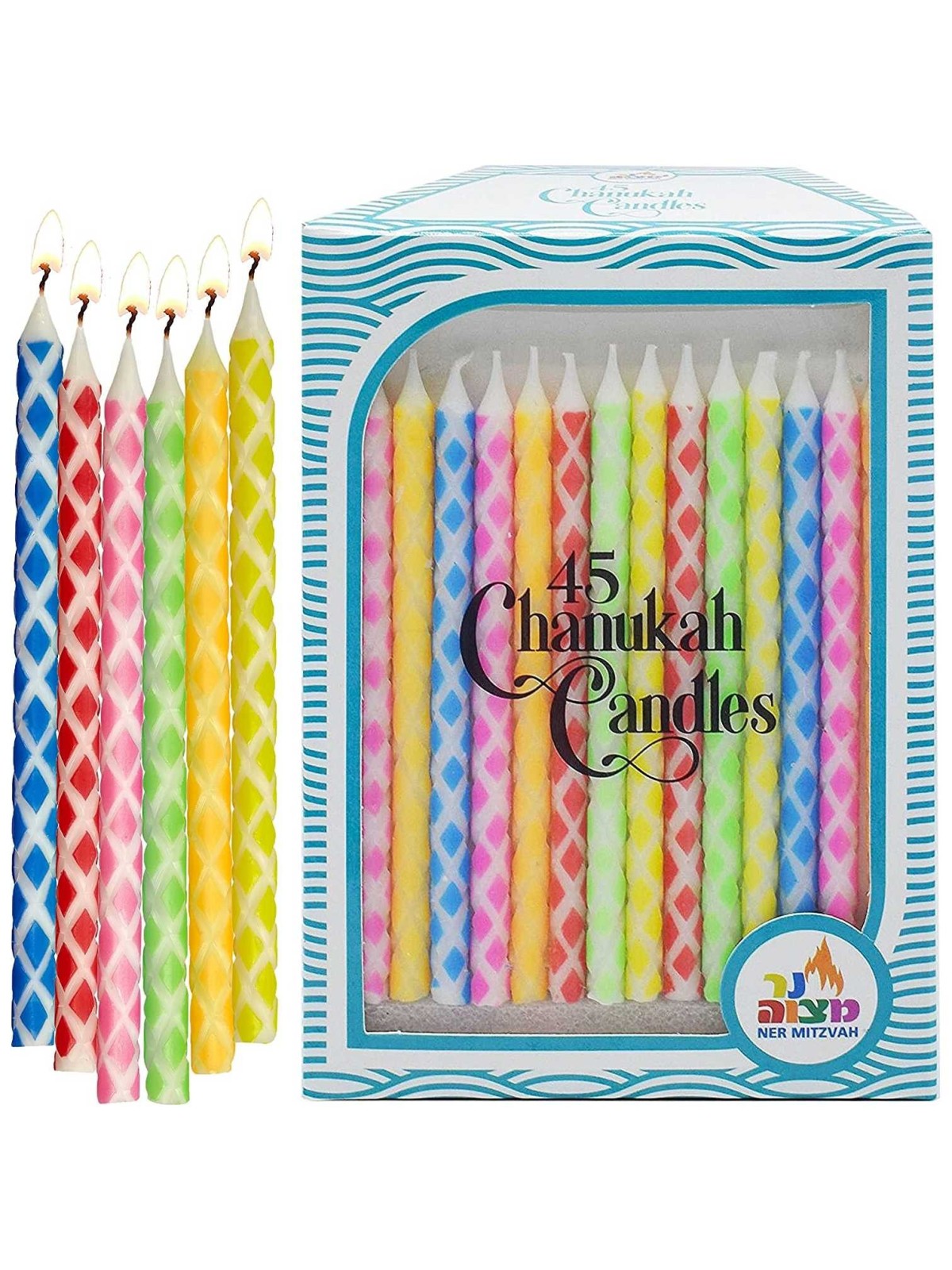 Wavy Engrave Chanukah Candles - 45 Candles | Hanukkah | Judaica