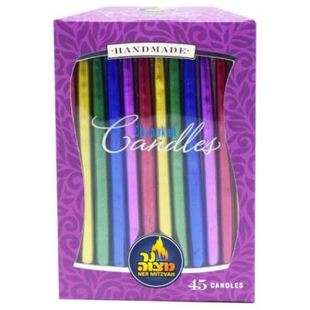 Metallic Multi Color Chanukah Candles - 45 Candles | Hanukkah | Judaic
