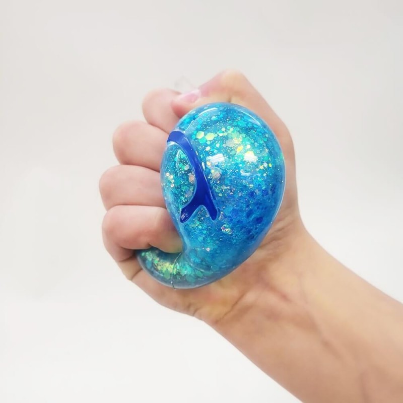 Squish Dreidel Filled With Iridescent Glitter | All Judaica | Judaica